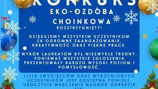 Wyniki konkursu EKO-OZDOBA CHOINKOWA.