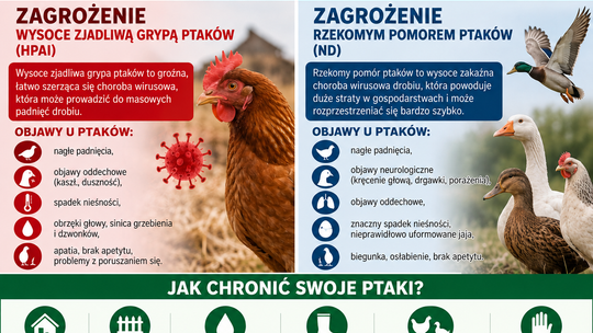 Zagrożenia wysoce zjadliwą grypą ptaków oraz rzekomym pomorem ptaków