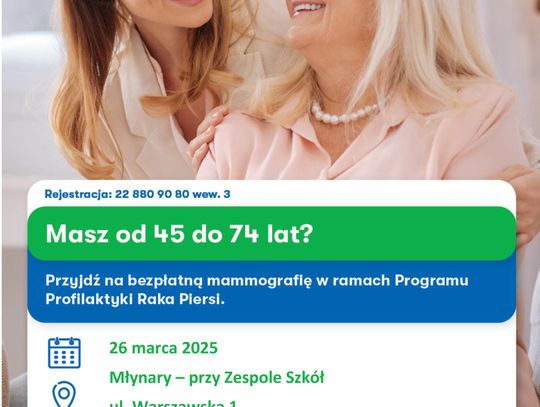 Bezpłatne badania mammograficzne.