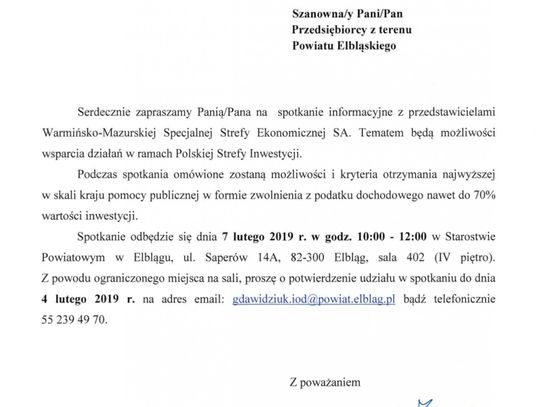 Bezpłatne spotkanie dla przedsiębiorców w Starostwie