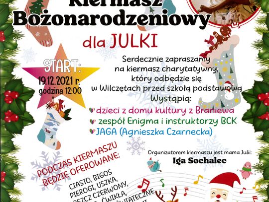 Charytatywny Kiermasz Bożonarodzeniowy dla Julki