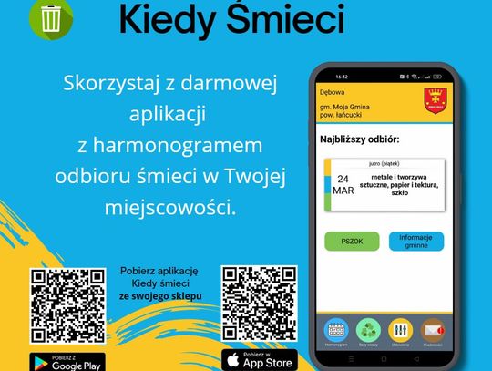 Darmowa aplikacja z harmonogramem odbioru śmieci.