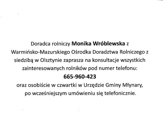 Doradca rolniczy w UMiG Młynary