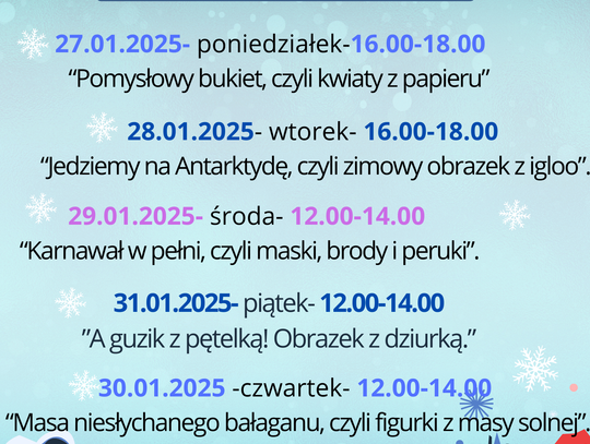 Ferie z Ośrodkiem Kultury- 1. tydzień