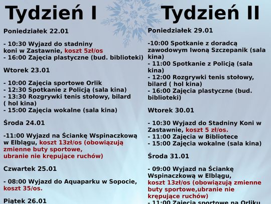 Ferie Zimowe z Ośrodkiem Kultury
