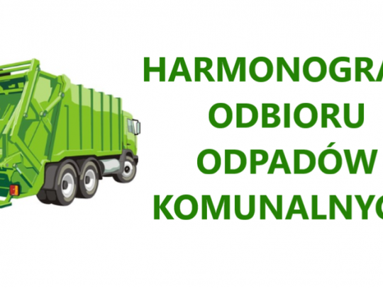 Harmonogram odbioru odpadów komunalnych z terenu miasta i gminy Młynary na okres styczeń-kwiecień 2024 r. 