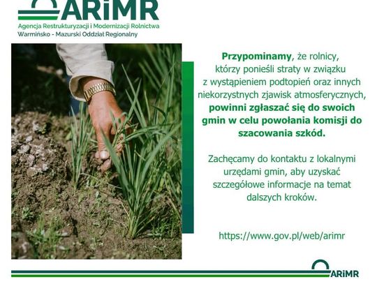Informacja dotycząca strat w uprawach rolnych