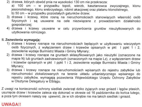 Informacja - nowe zasady usuwania drzew i krzewów z nieruchomości przez osoby fizyczne