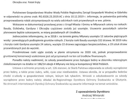 Informacja Państowego Gospodarstwa Wodnego Wody Polskie