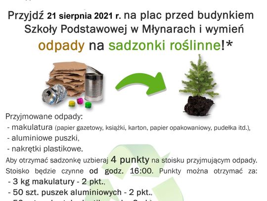 Kolejna edycja akcji ekologicznej "Drzewko za odpad" Kolejna edycja akcji ekologicznej "Drzewko za odpad"