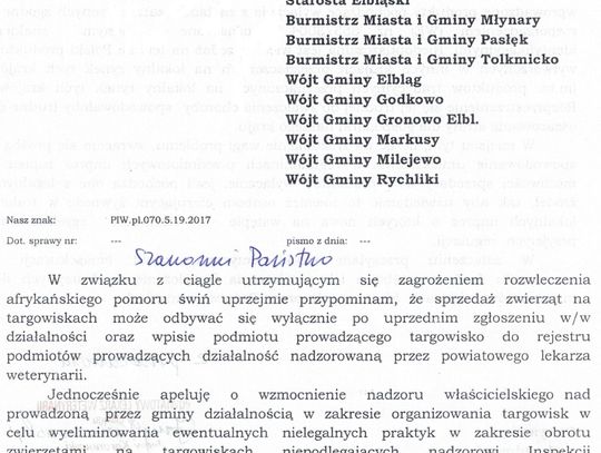 Komunikat Powiatowego Lekarza Weterynarii w Elblągu