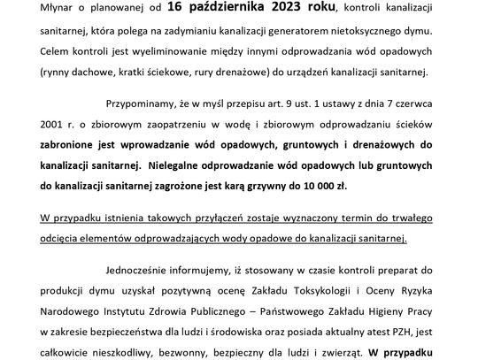Kontrola kanalizacji sanitarnej.