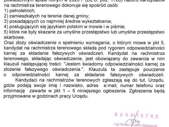 Nabór kandydatów na rachmistrza terenowego do spisu rolnego w 2020 roku Nabór kandydatów na rachmistrza terenowego do spisu rolnego w 2020 roku