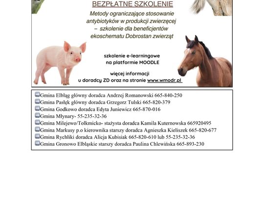 Obowiązkowe szkolenie dla rolników, prowadzących produkcję zwierzęcą.