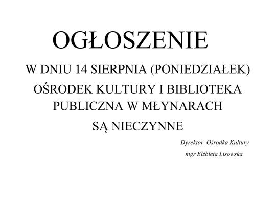 OGŁOSZENIE 