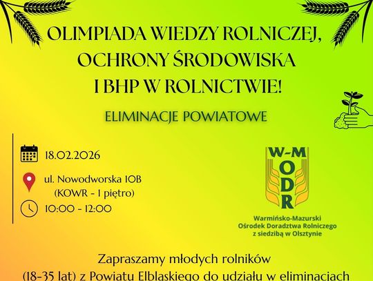 Olimpiada wiedzy rolniczej, ochrony środowiska i BHP w rolnictwie.