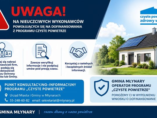 Ostrzeżenie przed nieuczciwymi wykonawcami oferującymi pomoc w uzyskaniu dofinansowania na termomodernizację budynków