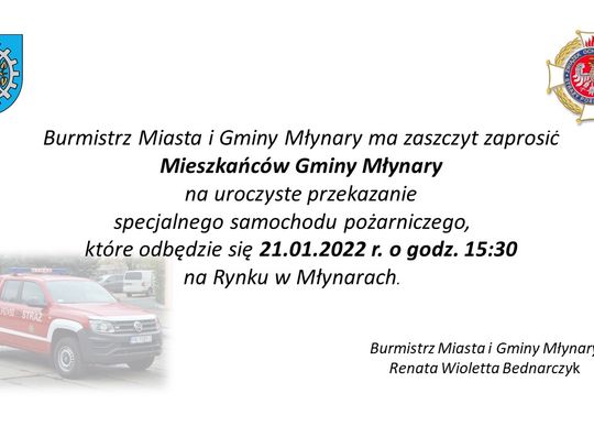 Przekazanie samochodu pożarniczego dla OSP Młynary