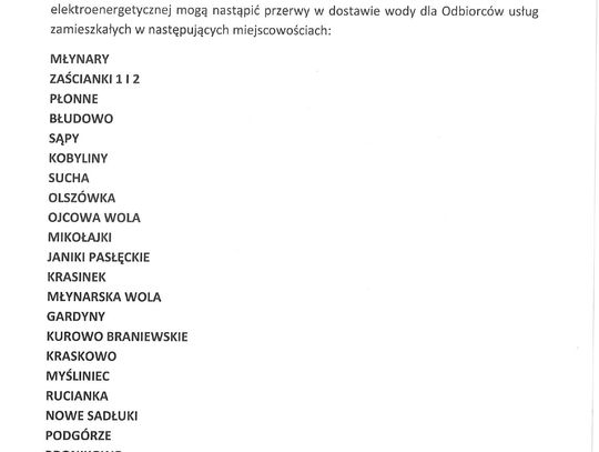Przerwa w dostawie wody w dniu 20.05.2024 r.