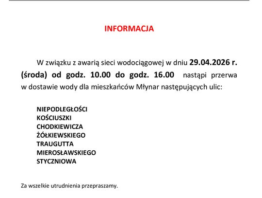 Przerwa w dostawnie wody.