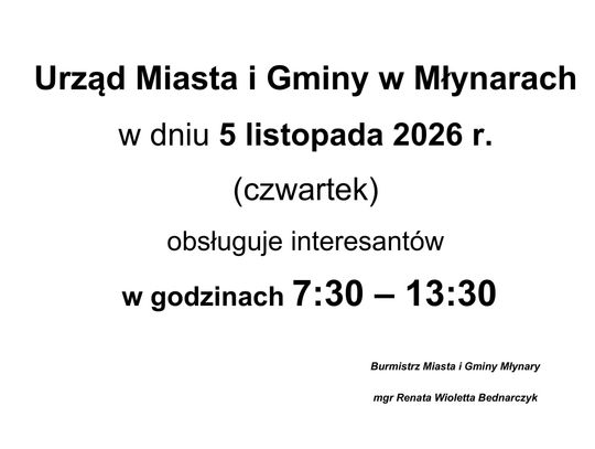 Przyjmowanie interesantów w dniu 5 listopada 2026 roku