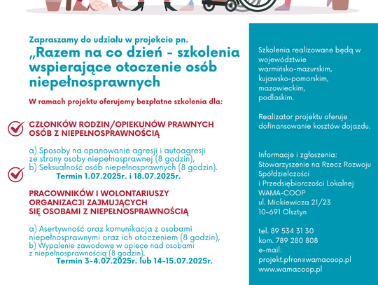 "Razem na co dzień" - szkolenia wspierające otoczenie osób niepełnosprawnych