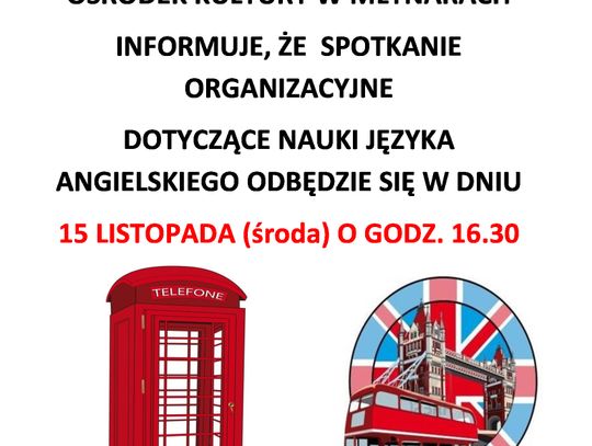 Spotkanie organizacyjne dot. nauki języka angielskiego