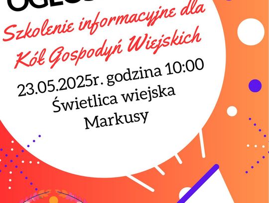 Szkolenie dla Kół Gospodyń Wiejskich dotyczące dofinansowania z ARiMR. 