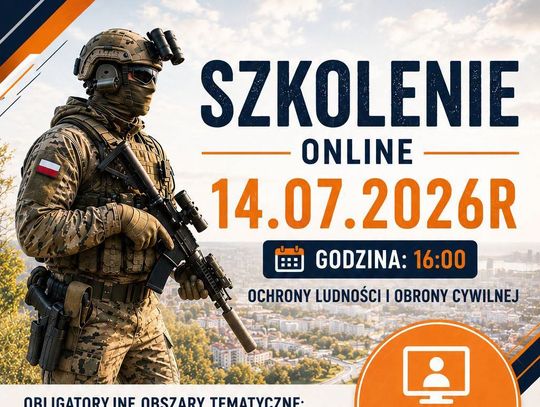 plakat, szkolenie online, obrona ludności, obrona cywilna