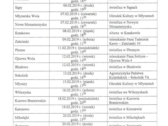 Terminy zebrań sołeckich