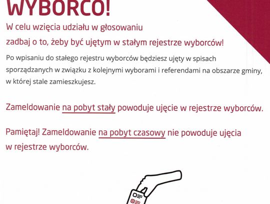 Wyborco! Zadbaj o to, żeby być ujętym w stałym rejestrze wyborców.