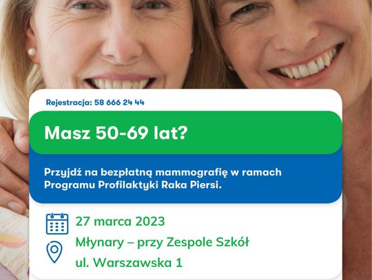 Zapraszamy na bezpłatną mammografię.