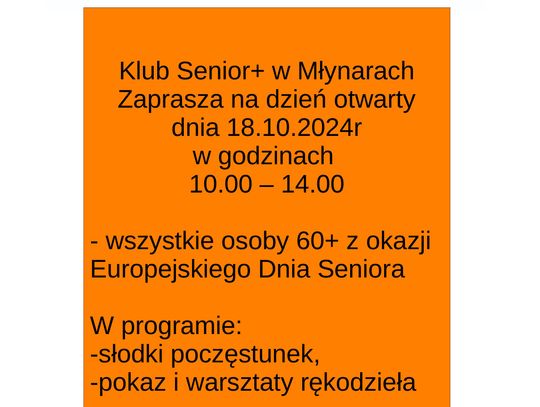 Zapraszamy na "Dzień otwarty w Klubie Senior+".