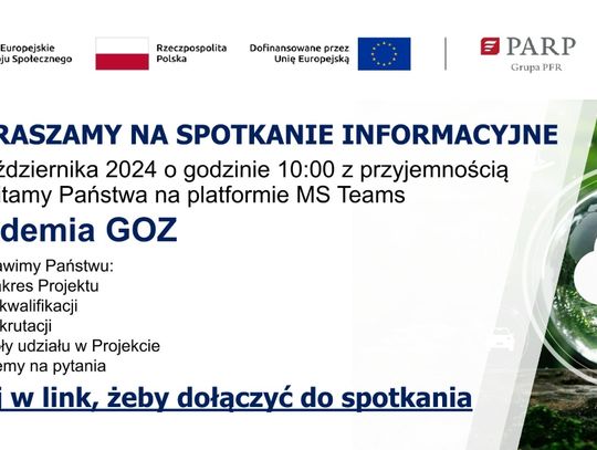 Zaproszenie do udziłu w projekcie Akademii GOZ.