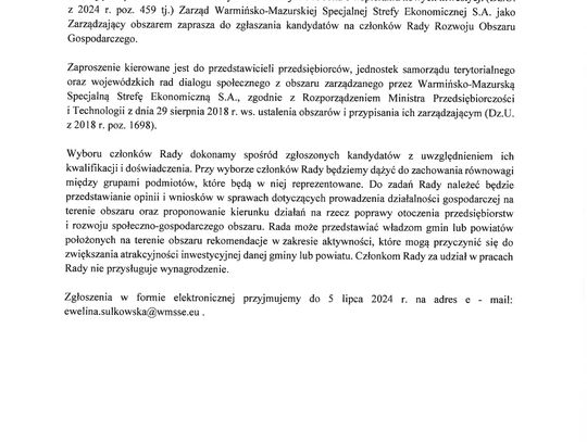 Zaproszenie do zgłaszania kandydatów.