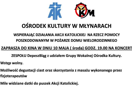 ZAPROSZENIE NA KONCERT CHARYTATYWNY- 10 MAJA GODZ. 19.00