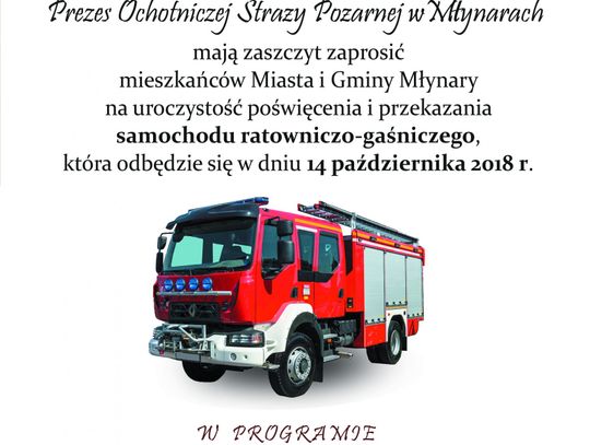  Zaproszenie na uroczystość poświęcenia i przekazania samochodu ratowniczo-gaśniczego