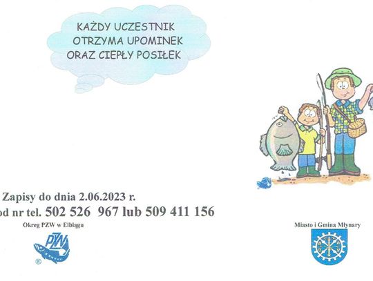 Zaproszenie na zawody wędkarskie dla dzieci.