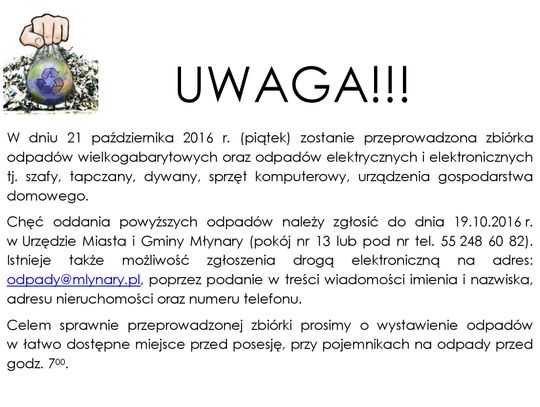 Zbiórka odpadów wielkogabarytowych oraz elektrycznych i elektronicznych