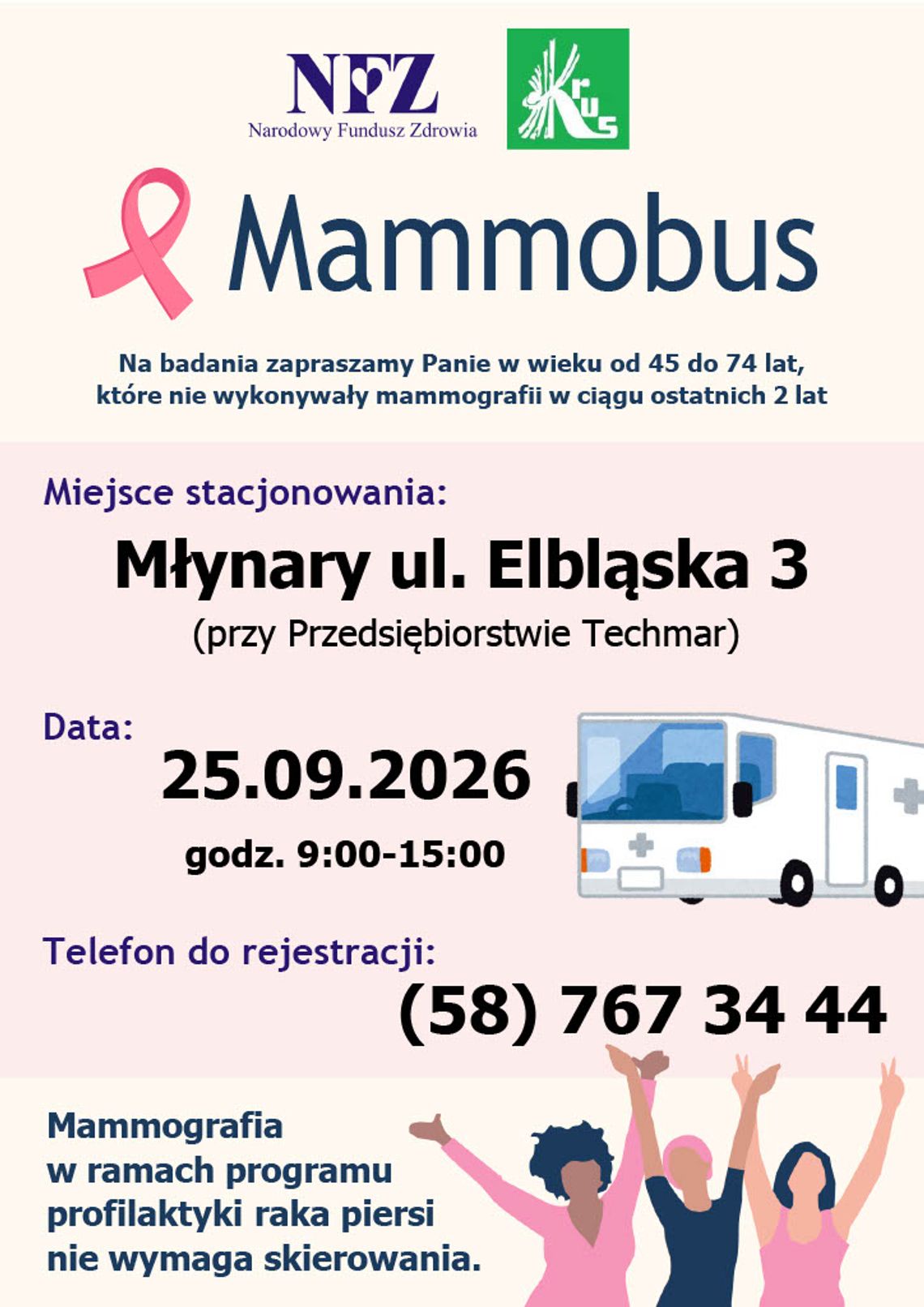 BEZPŁATNE BADANIE MAMMOGRAFICZNE! BEZPŁATNE BADANIE MAMMOGRAFICZNE!