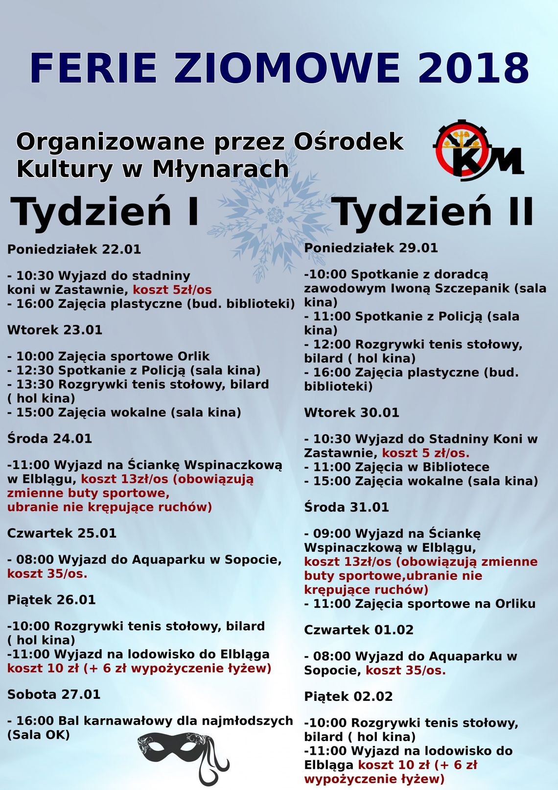 Ferie Zimowe z Ośrodkiem Kultury