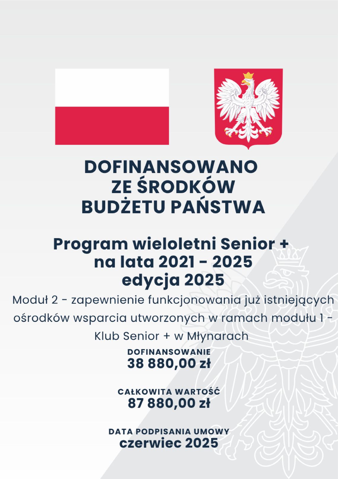 Klubu Senior + w Gminie Młynary w ramach Programu Wieloletniego Senior+