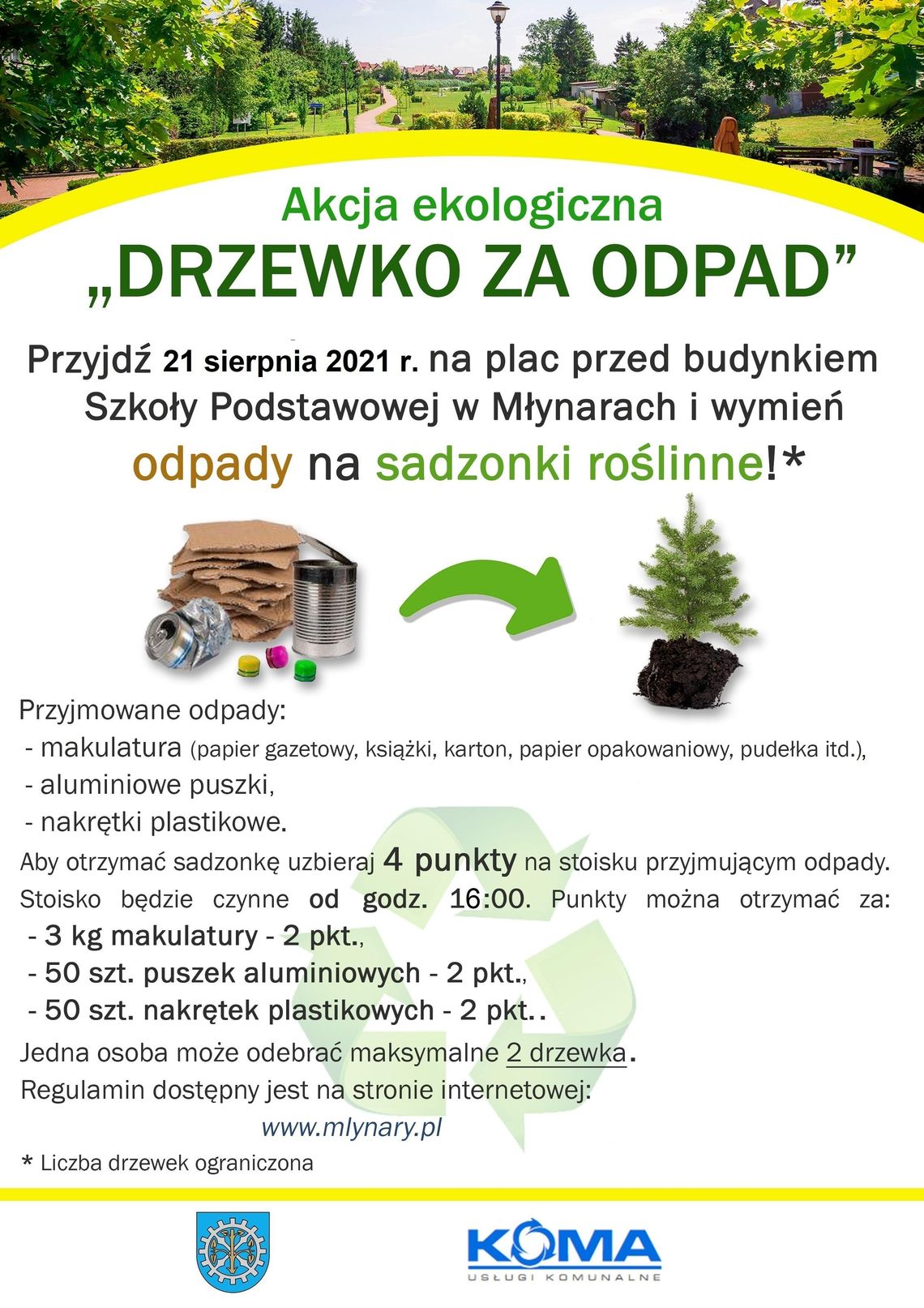 Kolejna edycja akcji ekologicznej "Drzewko za odpad" Kolejna edycja akcji ekologicznej "Drzewko za odpad"