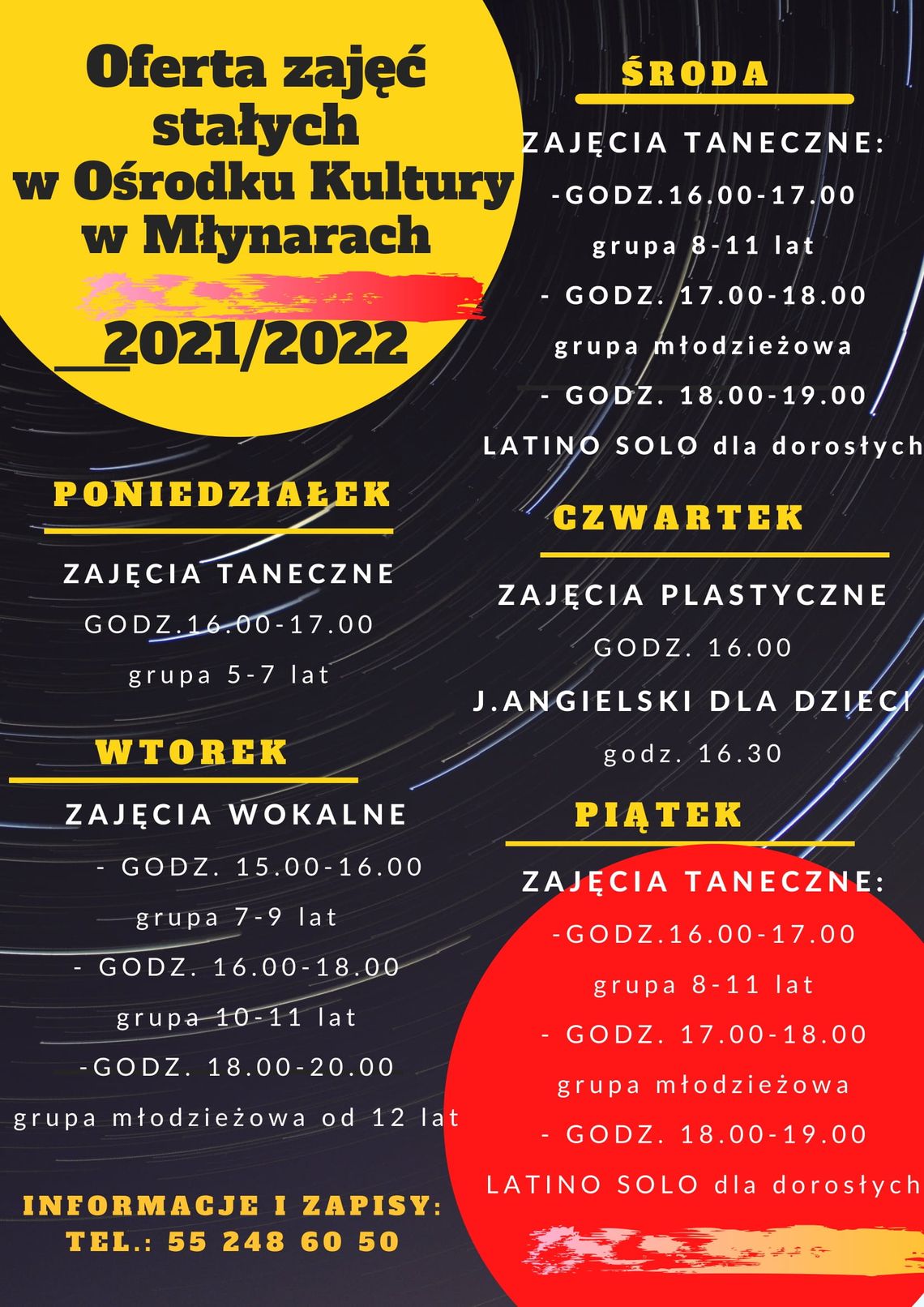 Oferta zajęć stałych w Ośrodku Kultury w Młynarach  Oferta zajęć stałych w Ośrodku Kultury w Młynarach