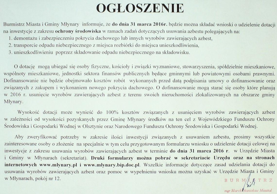 Ogłoszenie Ogłoszenie