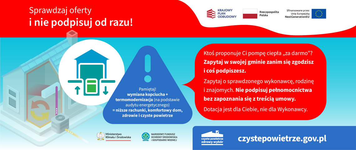 Ostrzeżenie przed nieuczciwymi wykonawcami montażu i wymiany źródeł ciepła oraz termomodernizacji  Ostrzeżenie przed nieuczciwymi wykonawcami montażu i wymiany źródeł ciepła oraz termomodernizacji