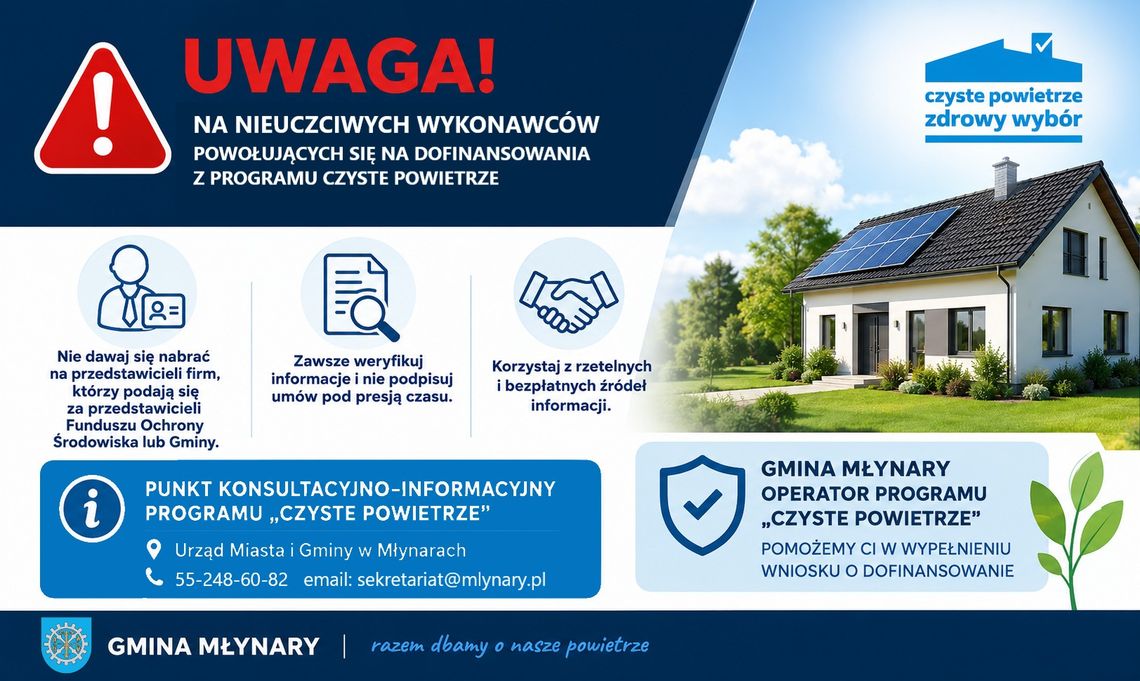 Ostrzeżenie przed nieuczciwymi wykonawcami oferującymi pomoc w uzyskaniu dofinansowania na termomodernizację budynków
