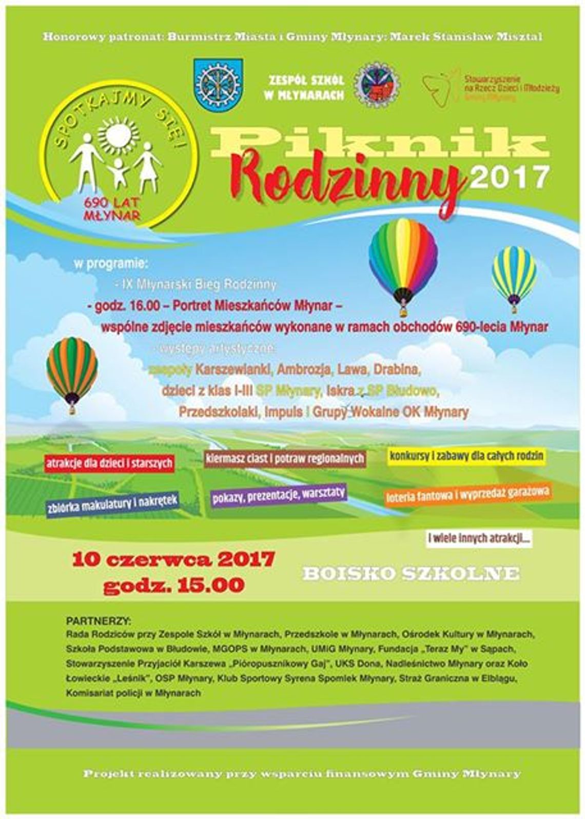 Piknik Rodzinny 2017 - godz. 16.00 portret mieszkańcow miasta w ramach obchodów  690-lecia Młynar