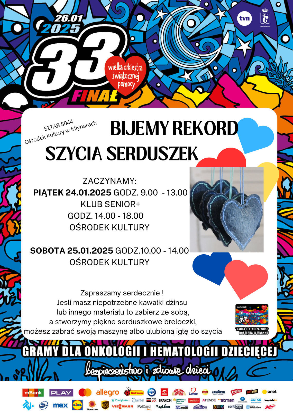 WOŚP- bijemy rekord szycia serduszek!