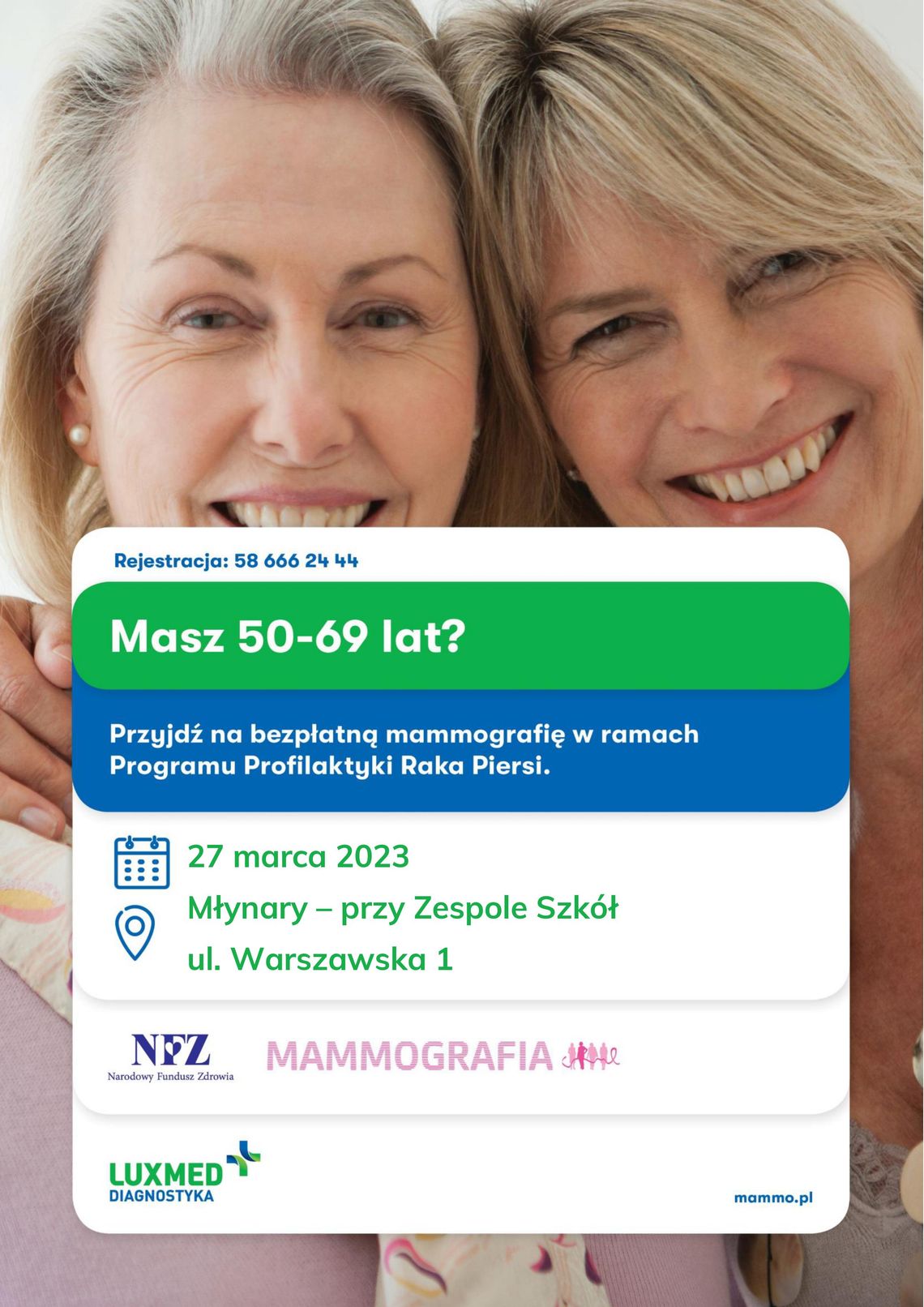 Zapraszamy na bezpłatną mammografię. Zapraszamy na bezpłatną mammografię.